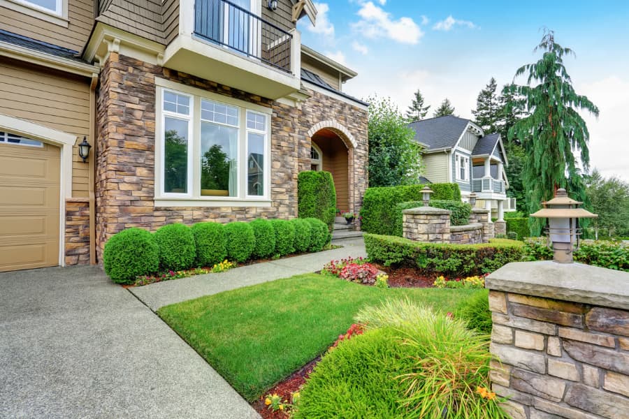 House landscaping as seen from road